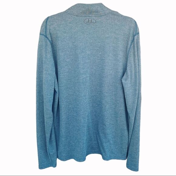 Under Armour Men’s Sz Lrg Teal Green Threadborne Heatgear 1/4 Zip Sweater - Picture 2 of 3